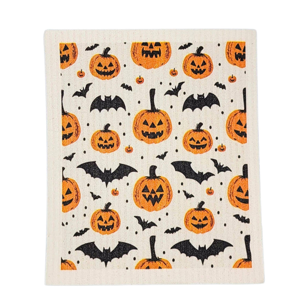 Pumpkins & Bats Halloween Swedish Dishcloth