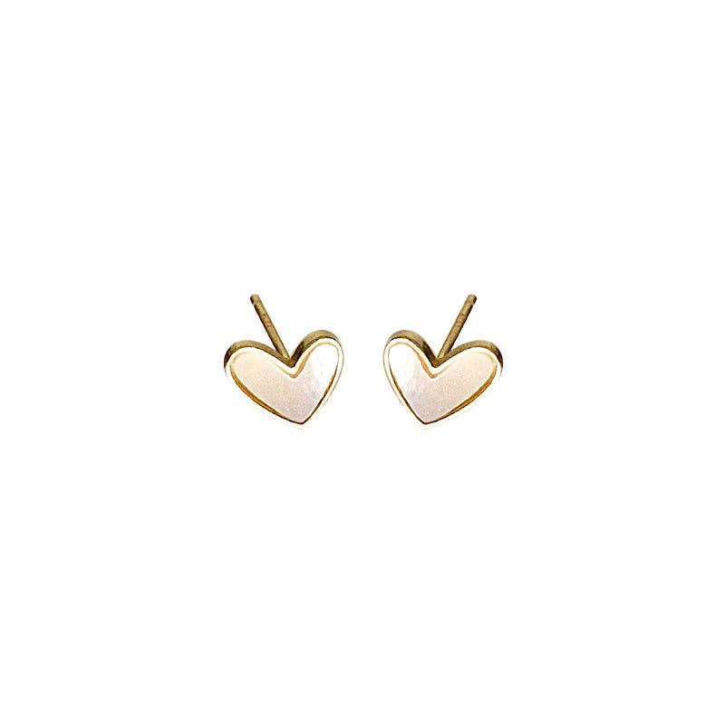Mother Of Pearl Heart Stud Earrings