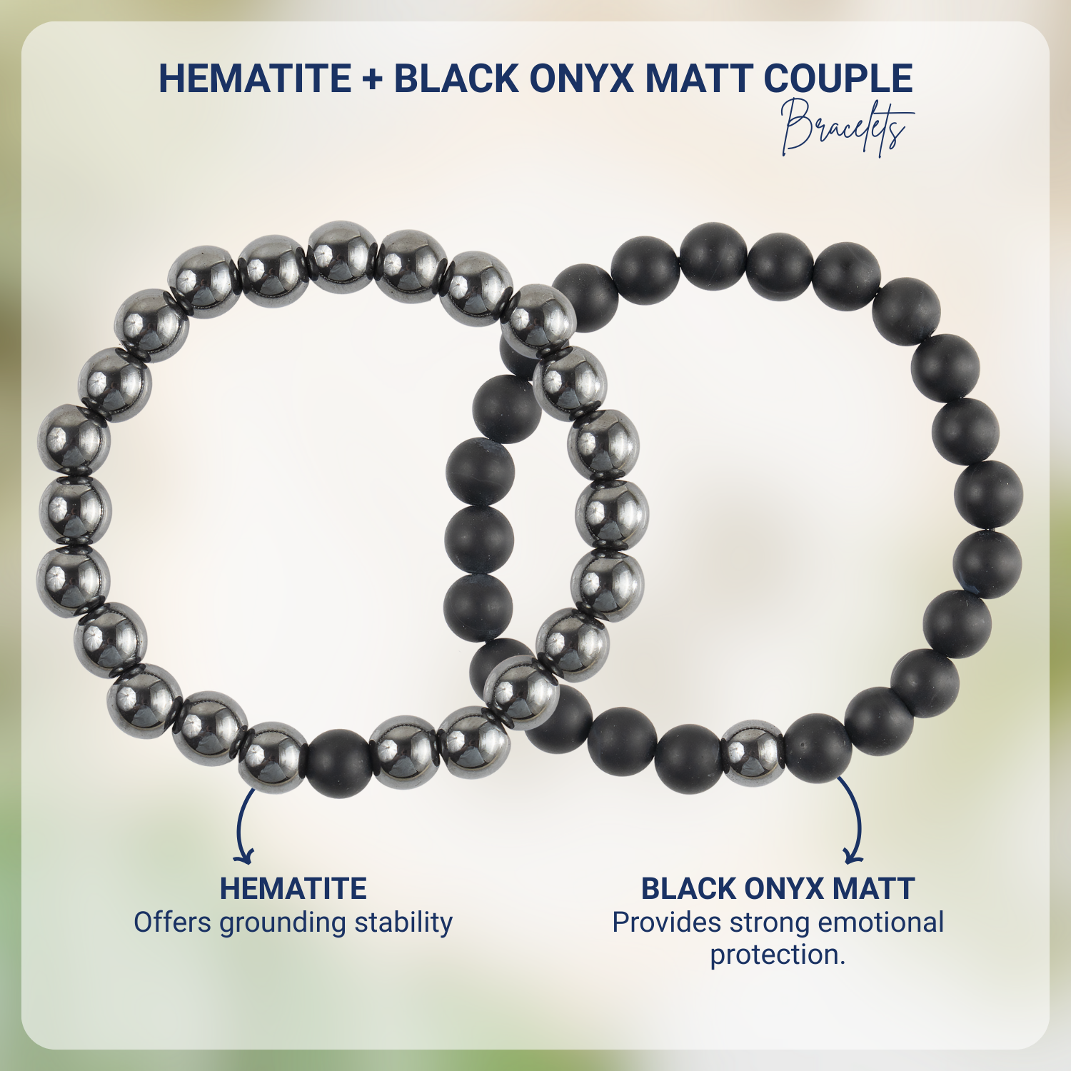 Hematite & Black Onyx Matt Crystals Bracelets