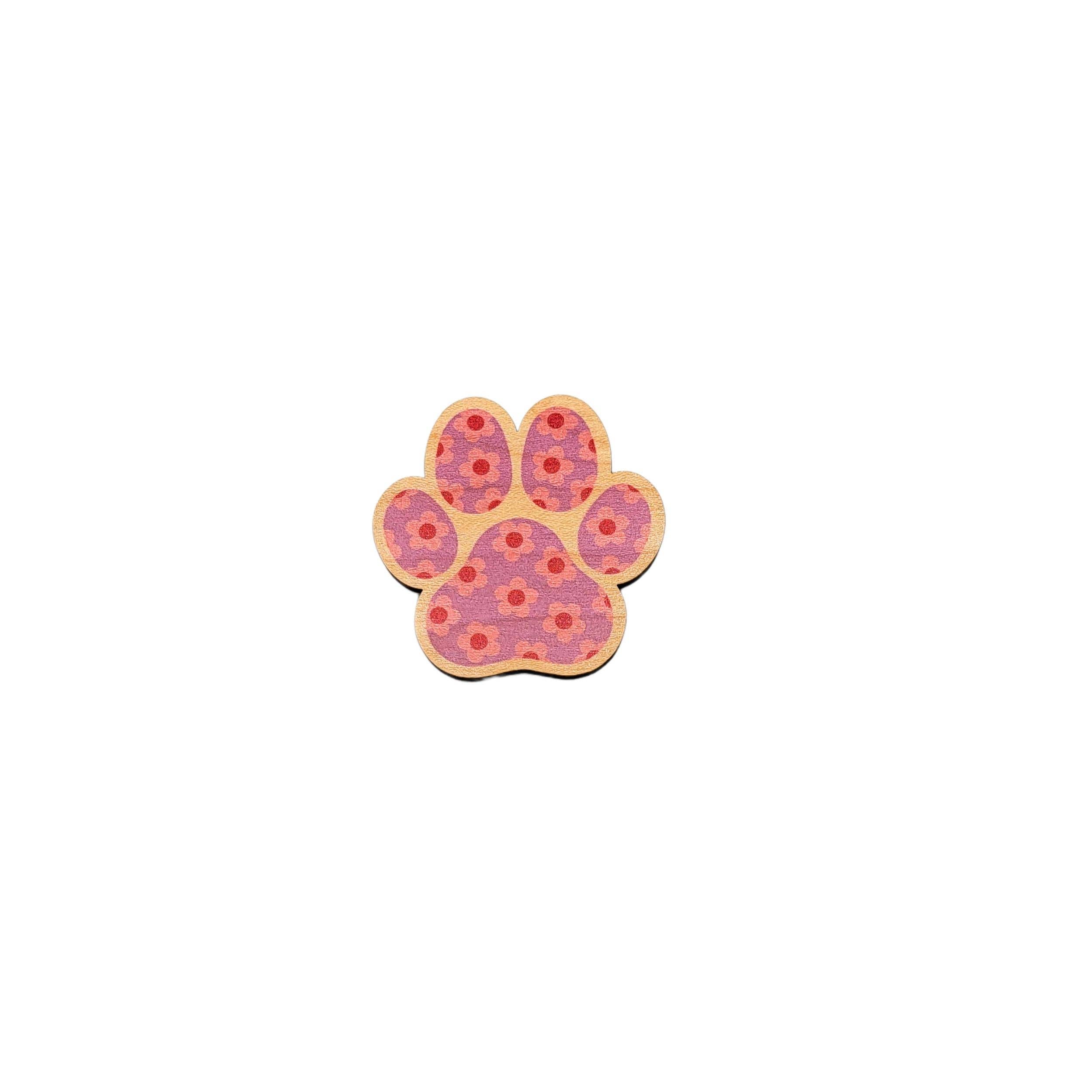 Summer Flowers Dog Paw Print Magnet Set