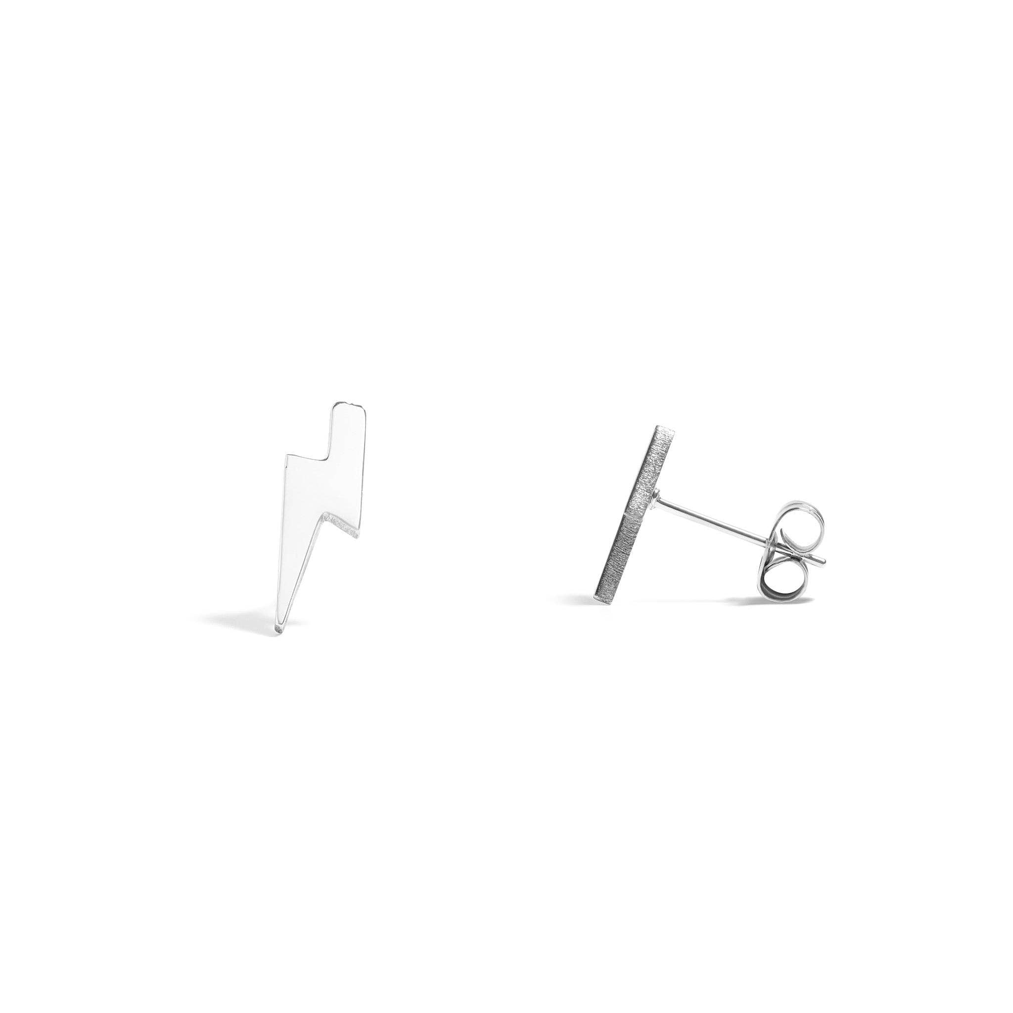 Lightning Bolt Stud Earrings: Gold