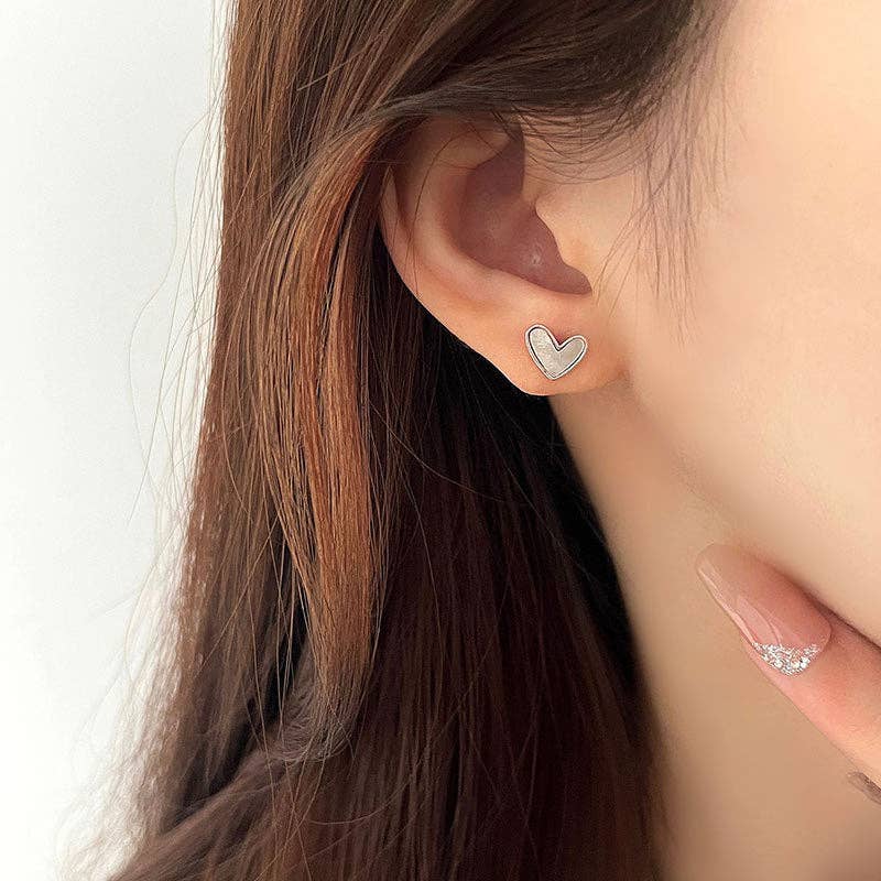 Mother Of Pearl Heart Stud Earrings