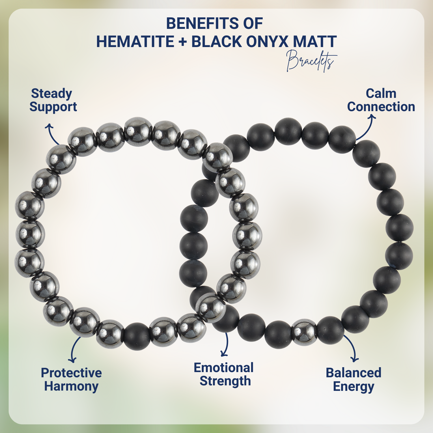 Hematite & Black Onyx Matt Crystals Bracelets