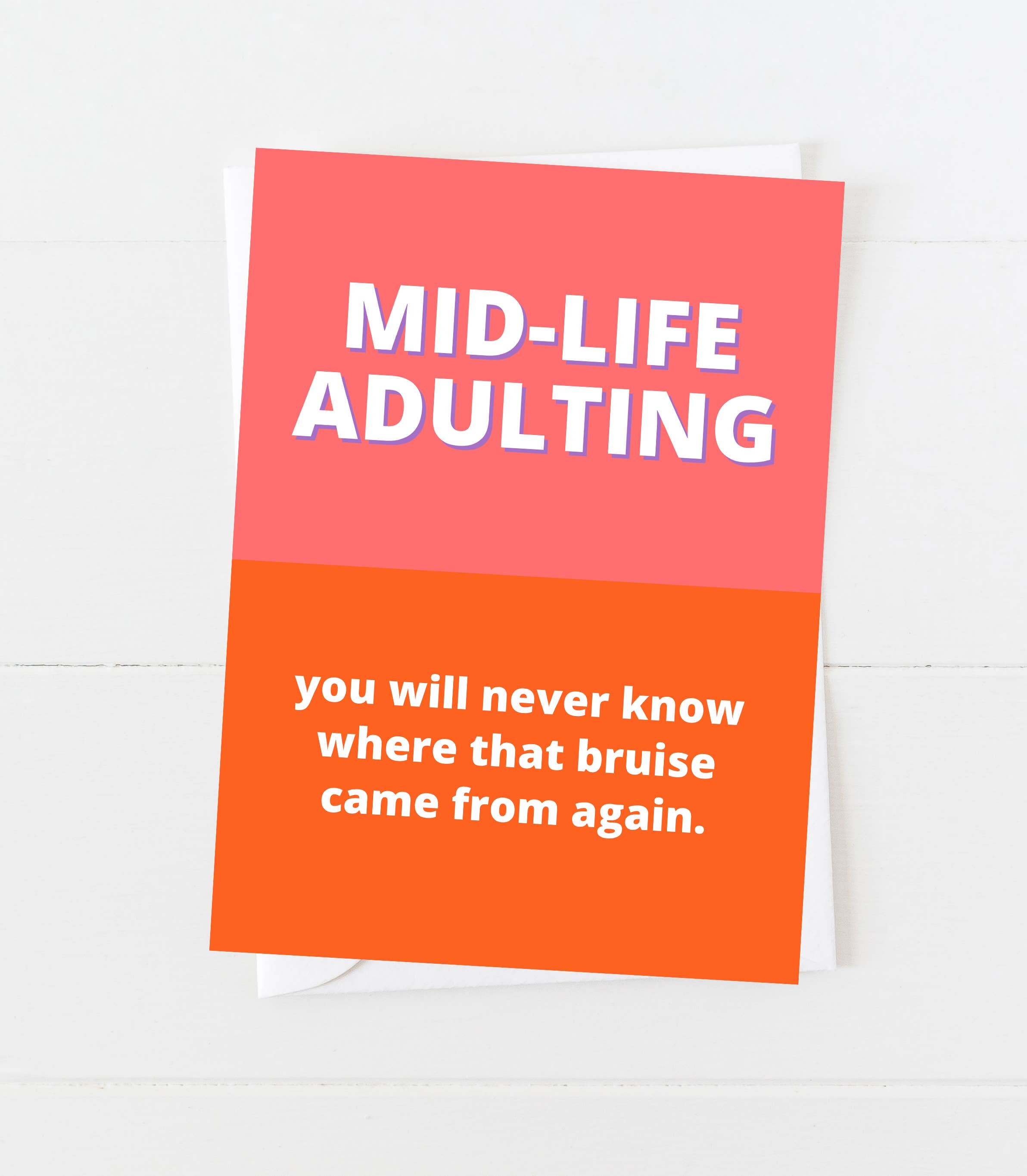 Funny Adulting Bruise Birthday Card: Colorblock