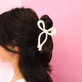 Charming Bow Hair Clip: Cream