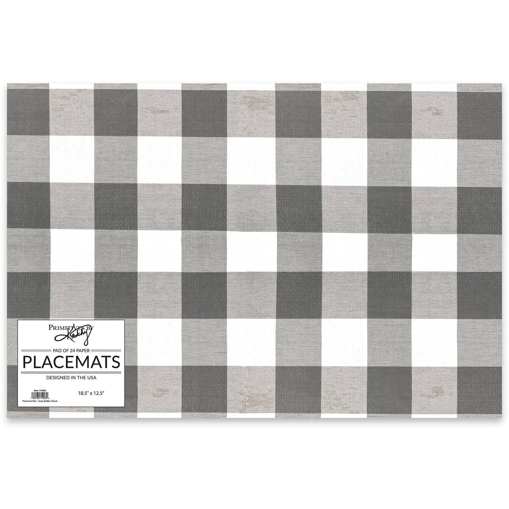 Gray Buffalo Check Paper Placemat Pad