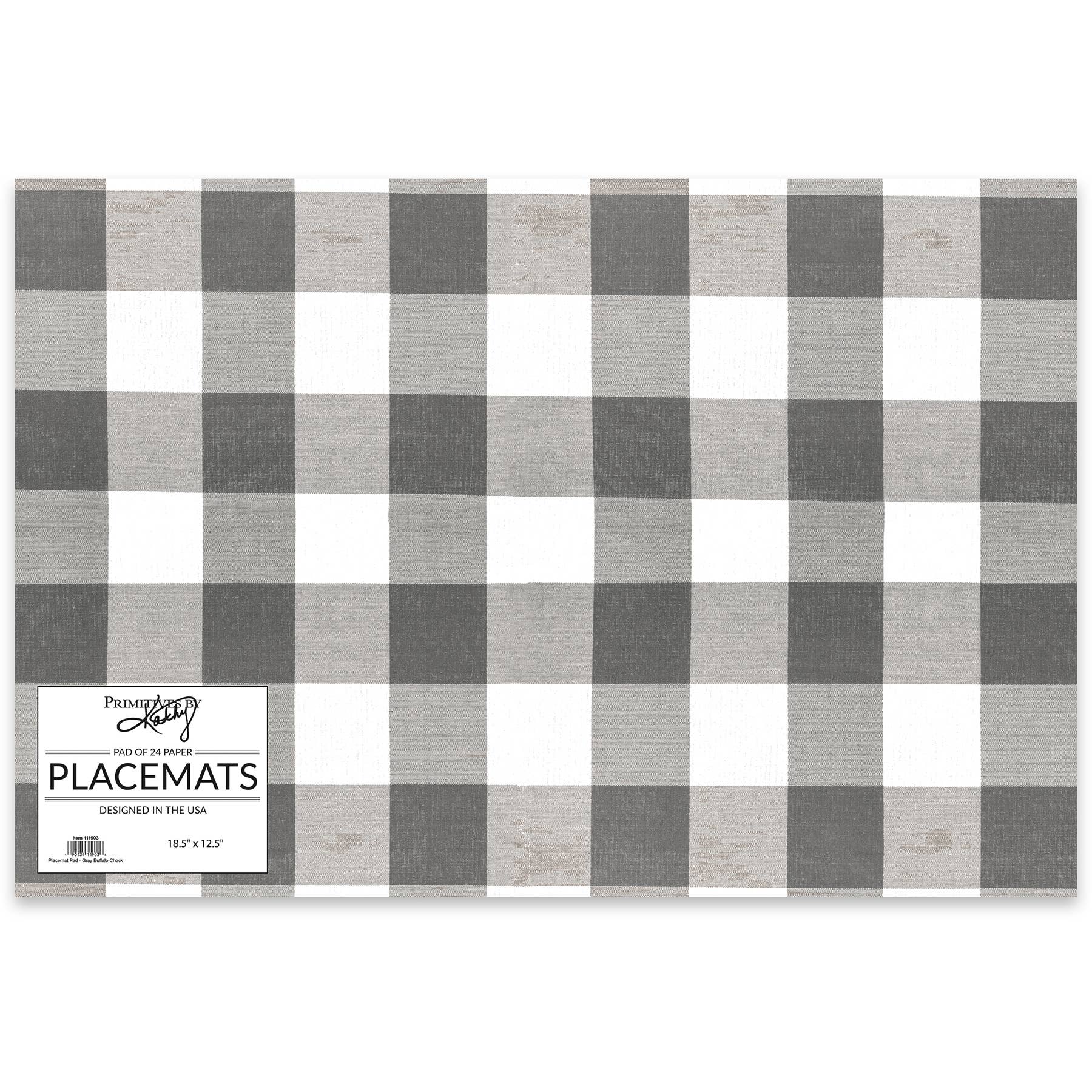 Gray Buffalo Check Paper Placemat Pad