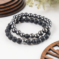 Hematite & Black Onyx Matt Crystals Bracelets