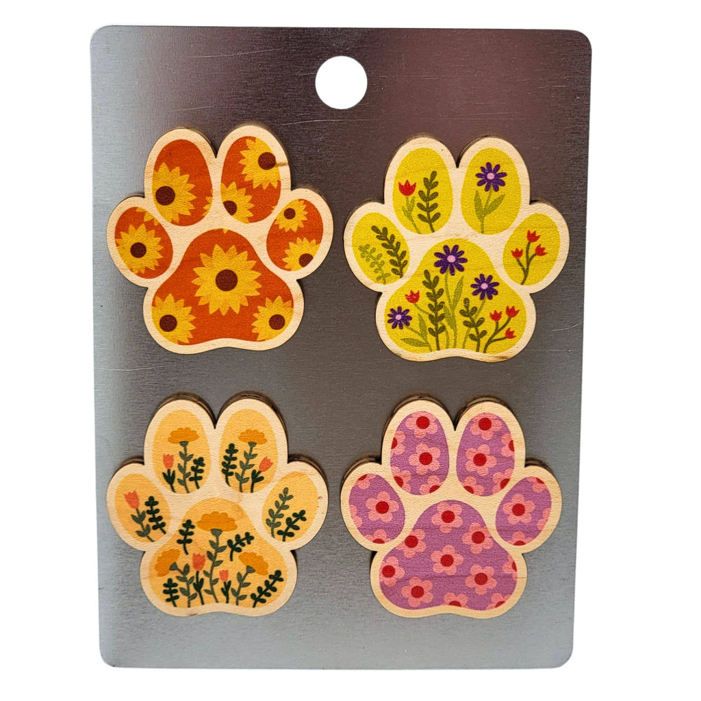 Summer Flowers Dog Paw Print Magnet Set