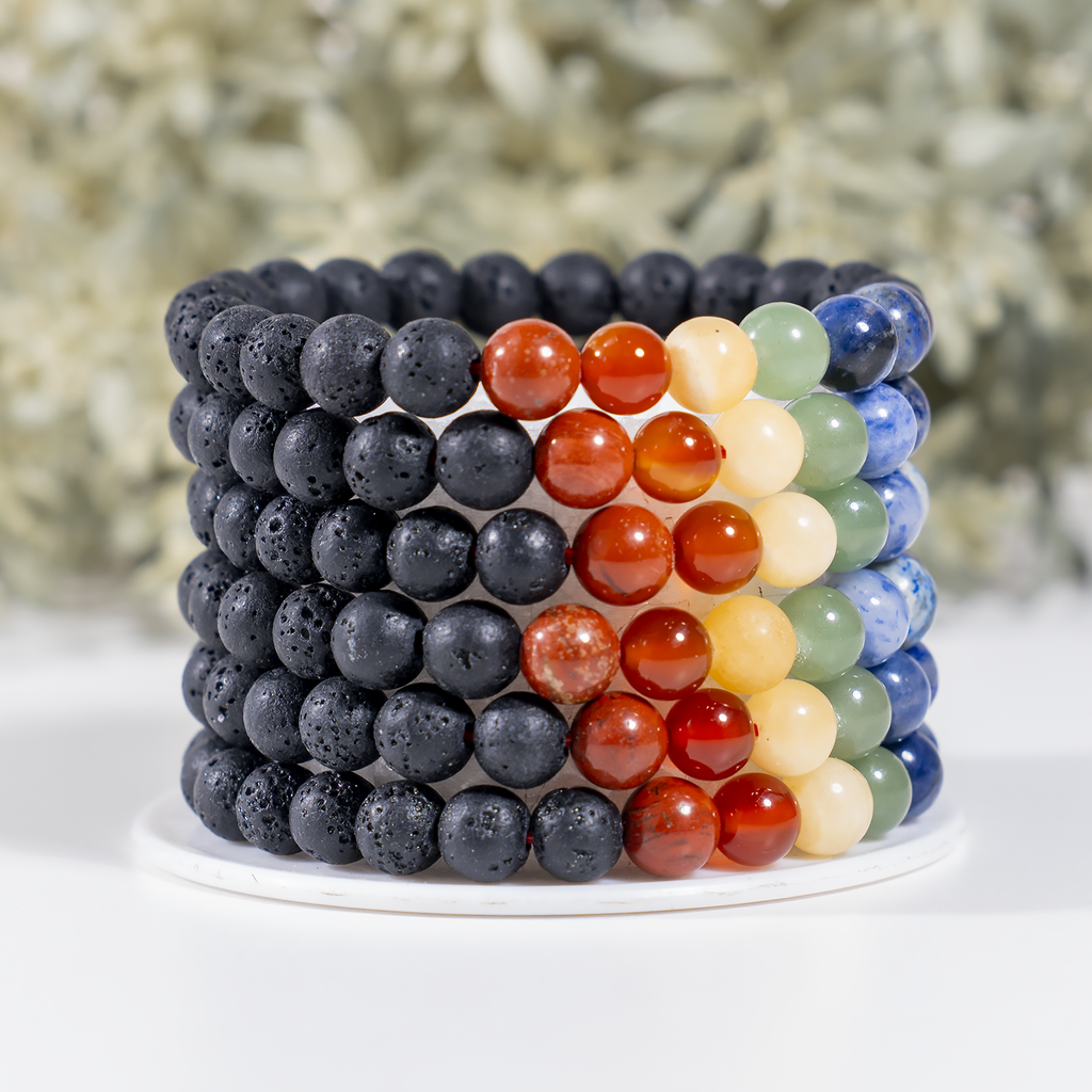 Lava Diffuser | Lava with 7 Chakra | Aromatherapy bracelets