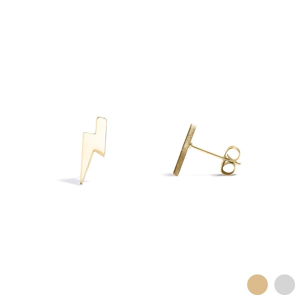Lightning Bolt Stud Earrings: Gold