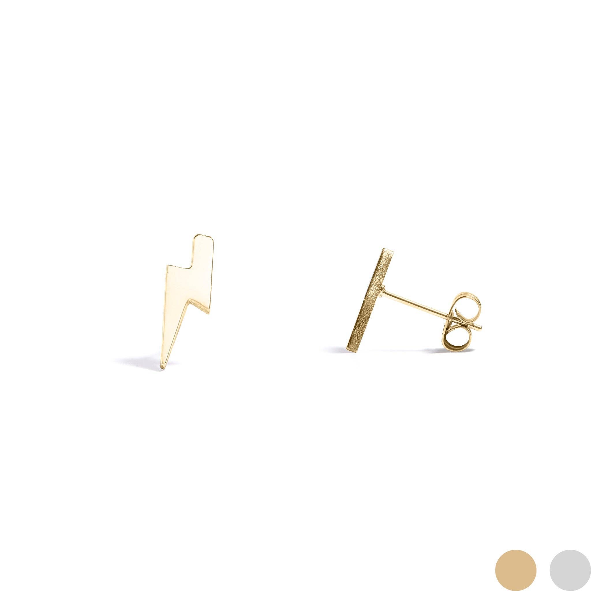 Lightning Bolt Stud Earrings: Gold